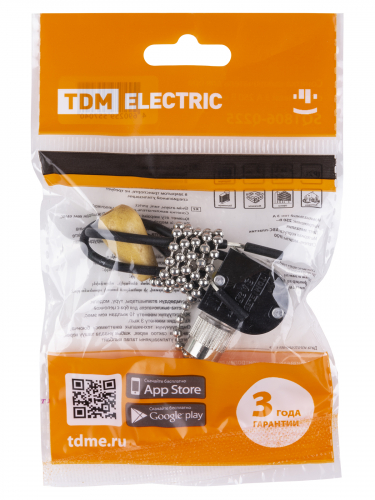 Сонетка-выключатель для бра с цепочкой 3А 250В металлик TDM фото 2