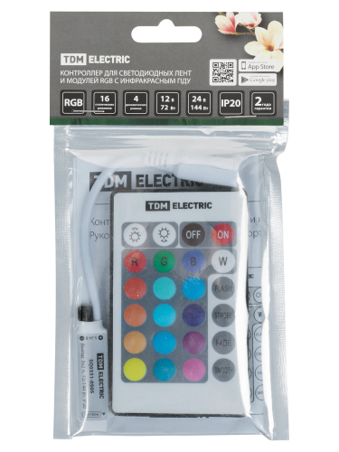 Контроллер для светодиодных лент и модулей RGB-IR-12В-6А-72Вт-IP20, 3 канала, пульт 24 кнопки, TDM фото 2