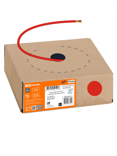 Провод ПуГВ 1х0,75 ГОСТ в коробке (200м), красный TDM фото 2