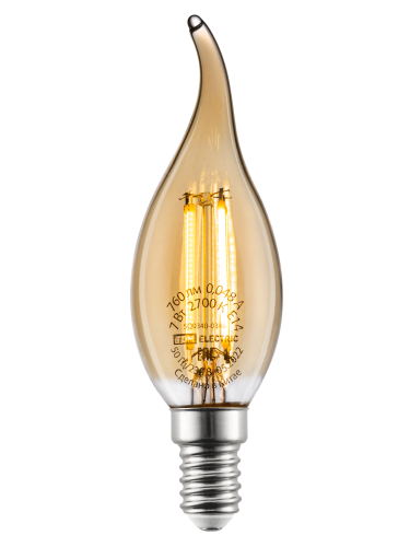 Лампа светодиодная «Винтаж» золотистая WFС37, 7 Вт, 230 В, 2700 К, E14 (свеча на ветру) TDM фото 5