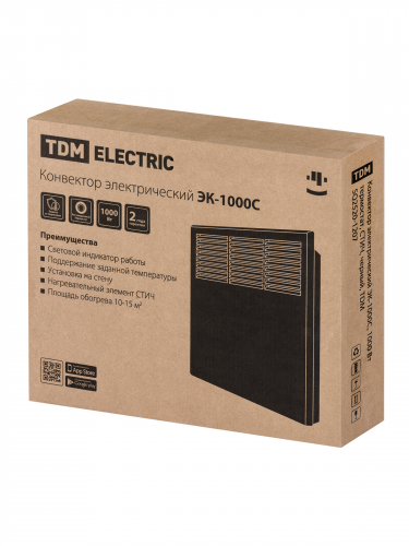 Конвектор электрический ЭК-1000С, 1000 Вт, термостат, СТИЧ, черный, TDM фото 10