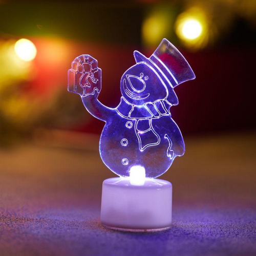 Фигура светодиодная "Снеговик с подарком 2D" 1LED RGB 0.1Вт IP20 на подставке элементы питания 3хAG13(LR44) (в компл.) Neon-Night 501-054 фото 3