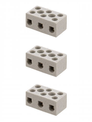 Керамический блок зажимов 10 Ампер 3 пары контактов с крепежным отверстием TDM фото 3