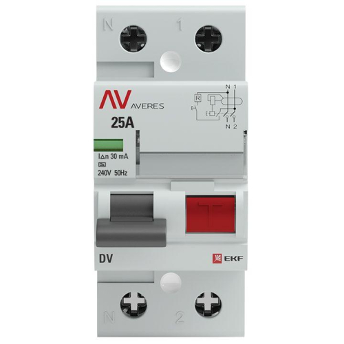 Выключатель дифференциального тока (УЗО) 2п 25А 30мА тип A DV AVERES EKF rccb-2-25-30-a-av фото 3