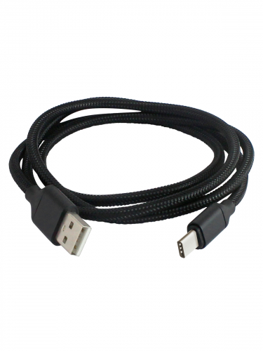 Дата-кабель, ДК 8, USB - USB Type-C, 1 м, тканевая оплетка, черный, TDM