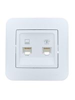 Розетка компьютерная+телефонная 2-м СП ASTI RJ45 + RJ11 в сборе бел. LEZARD 7081-0202-143