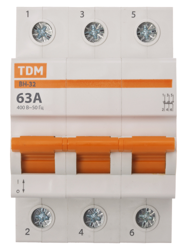 Выключатель нагрузки (мини-рубильник) ВН-32 3P 63A Home Use TDM фото 6