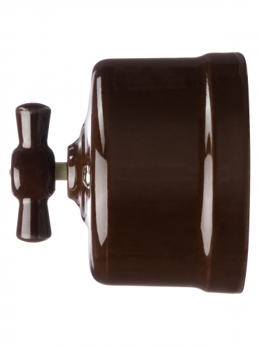 Выключатель фарфоровый поворотный 2-кл. с ручкой (бантик) 10А коричневый «Болонь» TDM фото 4