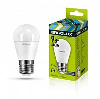 Лампа светодиодная LED-G45-9W-E27-6К Шар 9Вт E27 6500К 172-265В Ergolux 13178