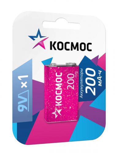 Аккумулятор 6F22 200мА.ч 1BL (блист.1шт) КОСМОС KOCNI-MH6F22(200mAh)