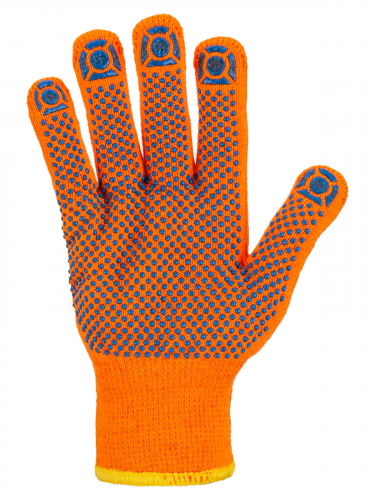 Перчатки плотной вязки акрил с ПВХ, "Точка", оранжевые, 8, 10 кл., 72-75 г, 1 пара, TDM фото 4