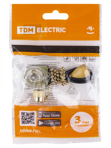 Сонетка-выключатель для бра с цепочкой 3А 250В золото TDM фото 2