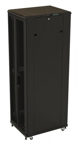 Шкаф напольный TTB-4261-DD-RAL9004 19дюйм 42U 2055х600х1000 перед. и задняя перфор. двери (75проц.) ручка с замком крыша нового типа черн. (RAL 9004) (разобранный) Hyperline 392681 фото 3